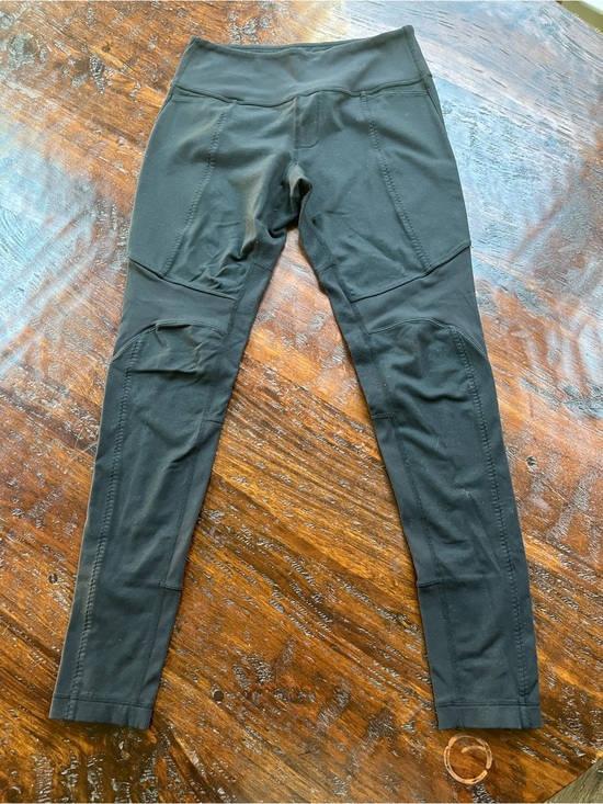 lululemon athletica Pants - Lululemon Rare Discontinued Black Moto Panel Leggings Ankle Zip Size 6